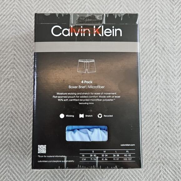 Calvin Klein Boxer Briefs 4 (Four) Pack Men's Size Medium 32-34 Blue Microfiber - Picture 2 of 10
